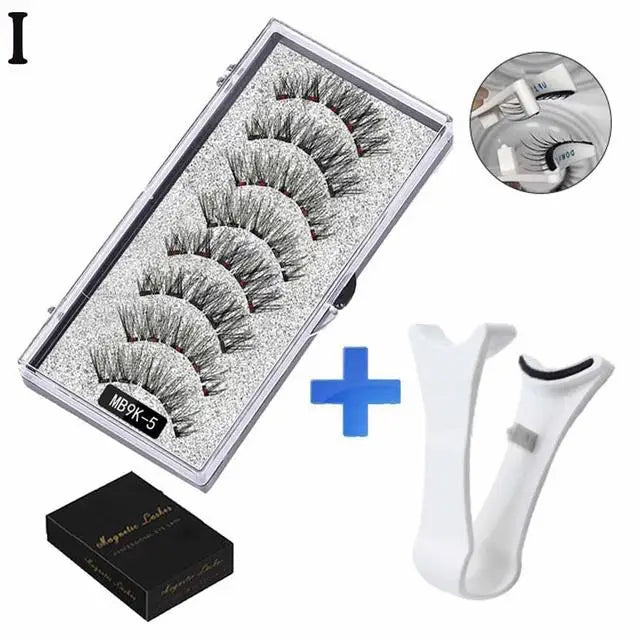 3D Natural Magnetic Eyelashes — 5-Magnet Handmade Reusable Set