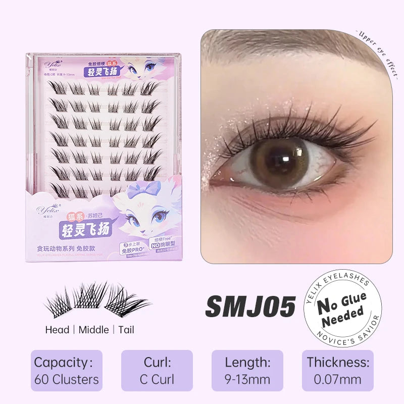 Yelix DIY Cluster Lashes — Glue-Free Natural Manga Style