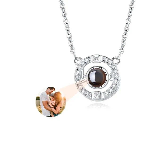 Custom Photo Projection Necklace — 100 Languages I Love You