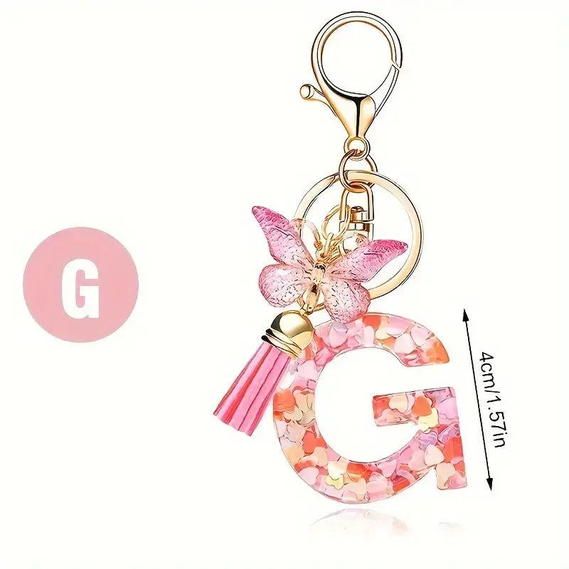 A-Z Initial Letter Keychain — Metal Name Key Ring