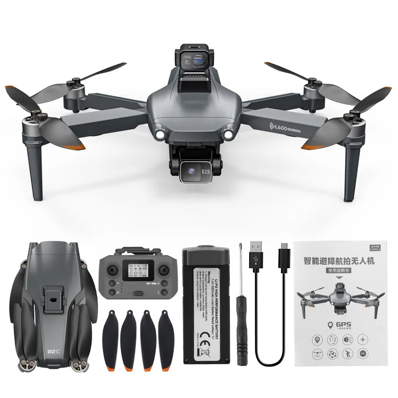 L600 PRO MAX GPS Drone Professional 4K 3-Axis PTZ HD Dual Camera Obstacle Avoidance Brushless Motor 5G WIFI RC Quadcopter Toys