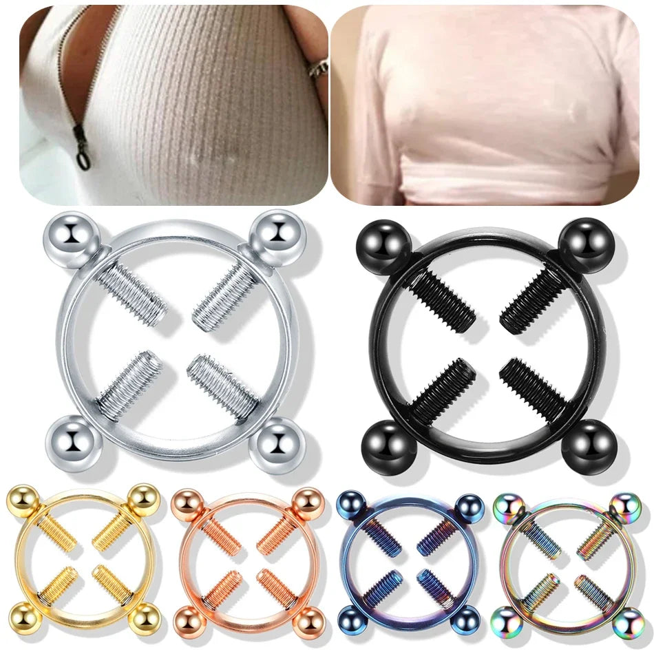 Steel Screw Faux Nipple Clip Rings — Non-Piercing