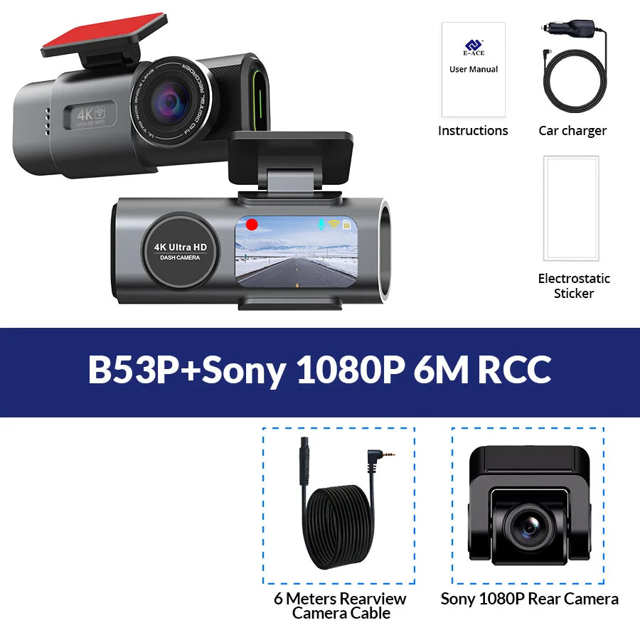 4K Dash Cam with Night Vision, Wi-Fi & GPS