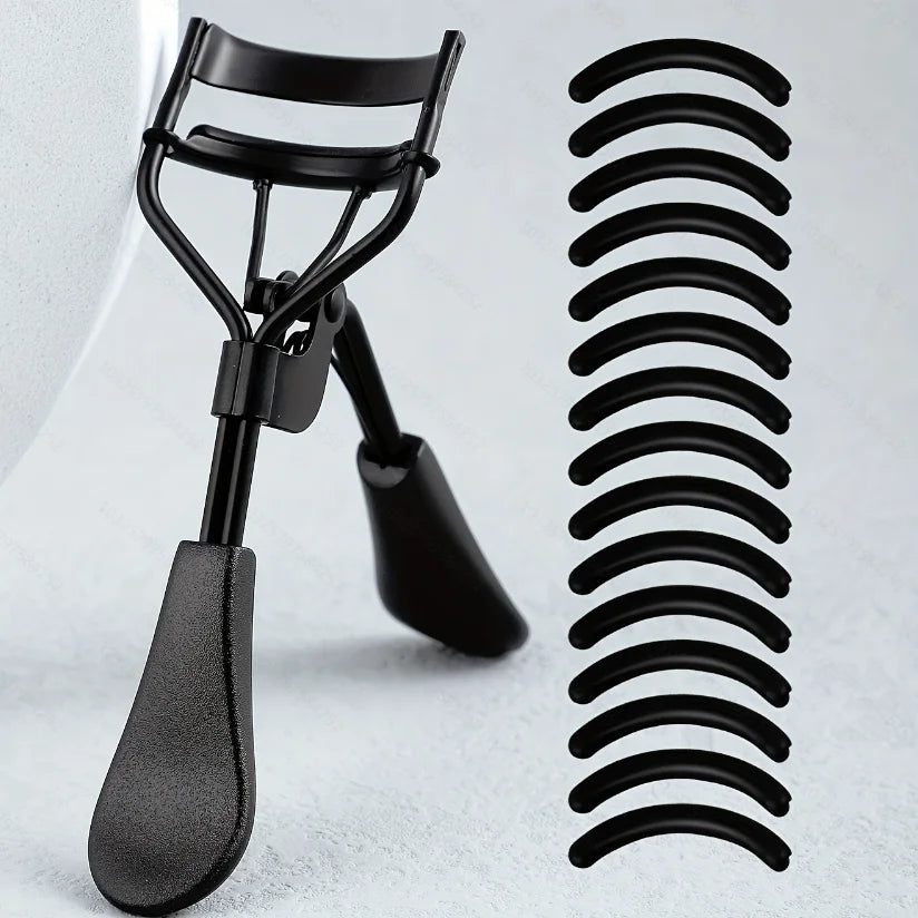 Portable Eyelash Curler — 15 Silicone Pads Stainless Steel
