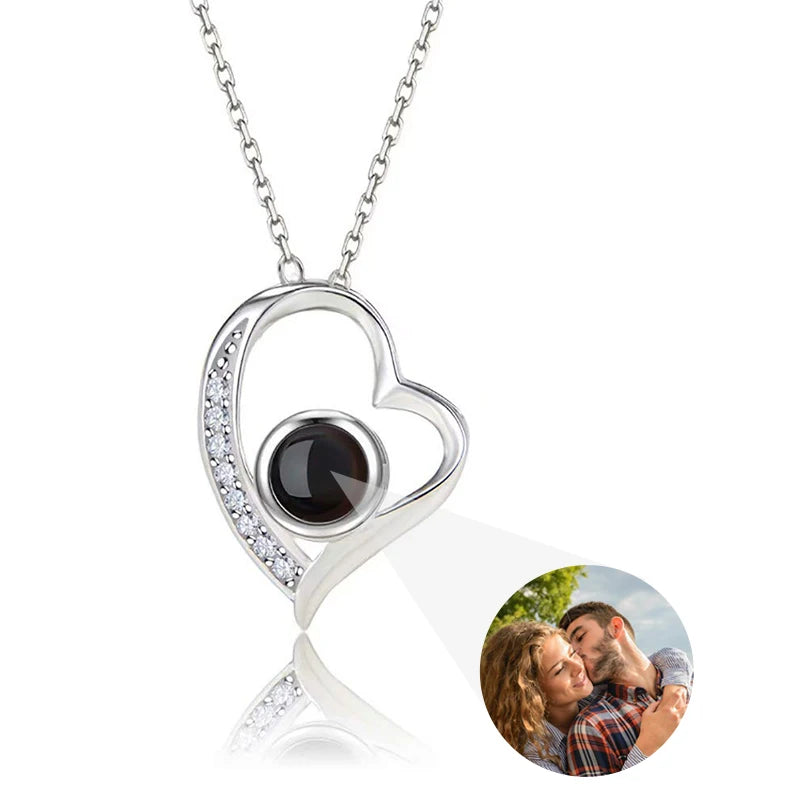 Custom Photo Projection Necklace — 100 Languages I Love You