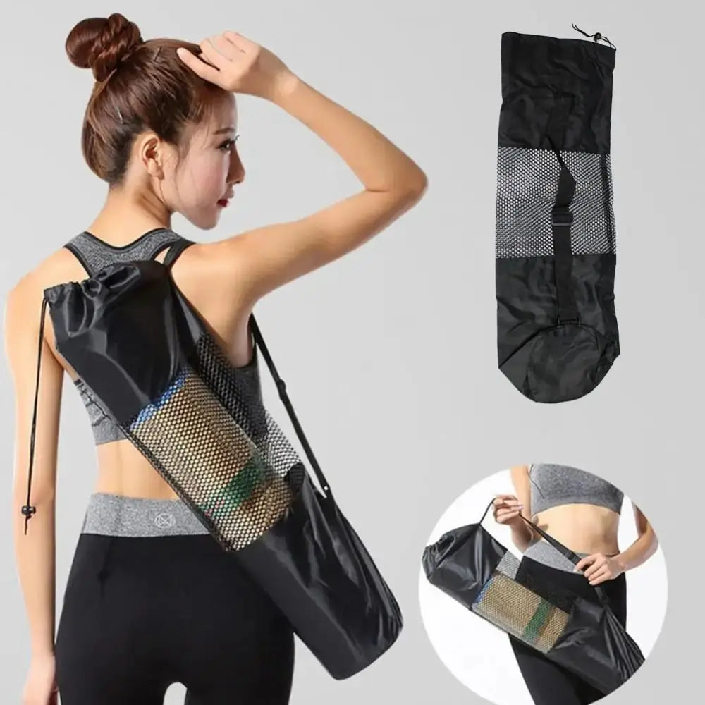 Yoga Mat Carry Bag — Portable Mesh with Adjustable Shoulder Straps