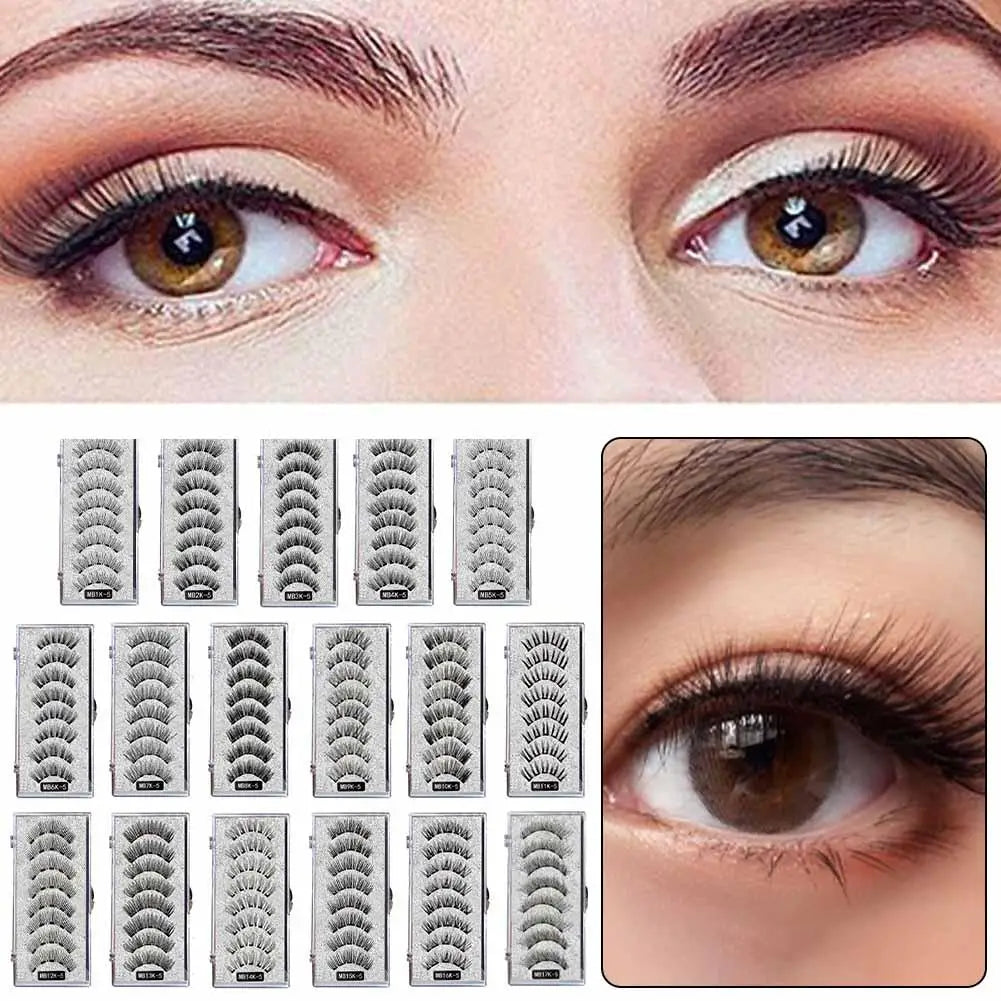3D Natural Magnetic Eyelashes — 5-Magnet Handmade Reusable Set