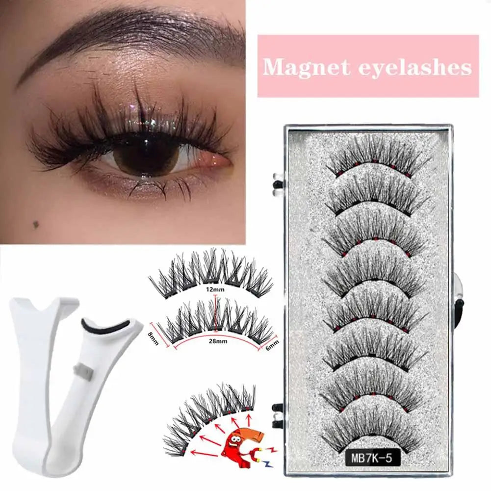 3D Natural Magnetic Eyelashes — 5-Magnet Handmade Reusable Set