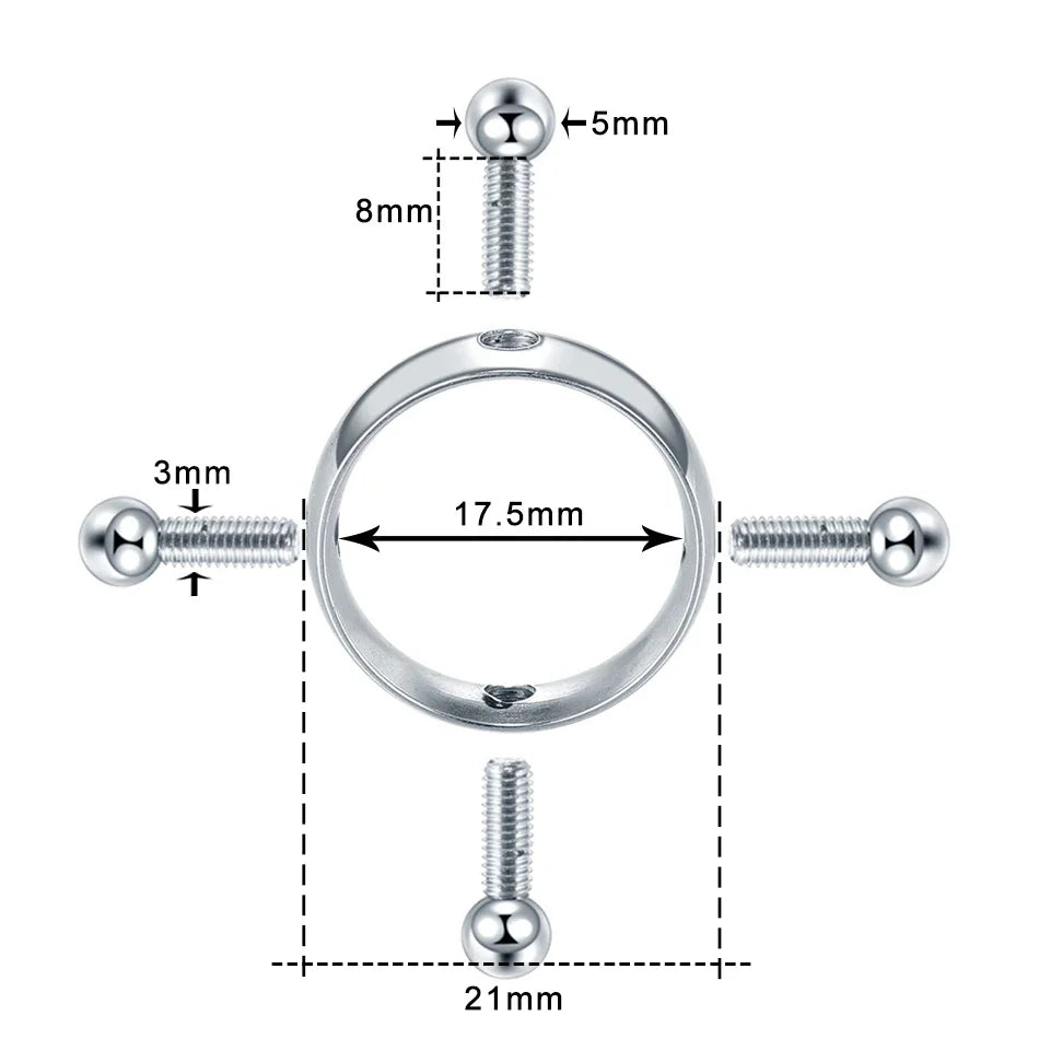 Steel Screw Faux Nipple Clip Rings — Non-Piercing