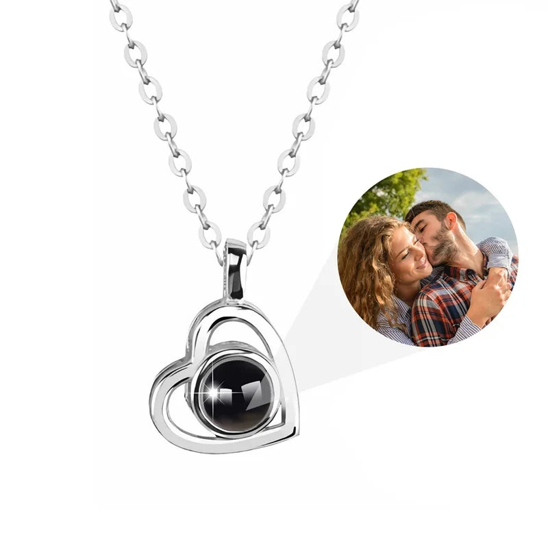 Custom Photo Projection Necklace — 100 Languages I Love You