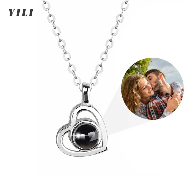Custom Photo Projection Necklace — 100 Languages I Love You