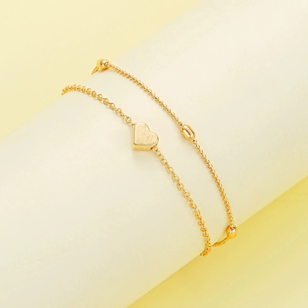 Pearl Heart Necklace & Bracelet Jewelry Set