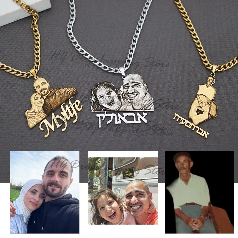 Custom Picture Nameplate Portrait Pendant Necklace