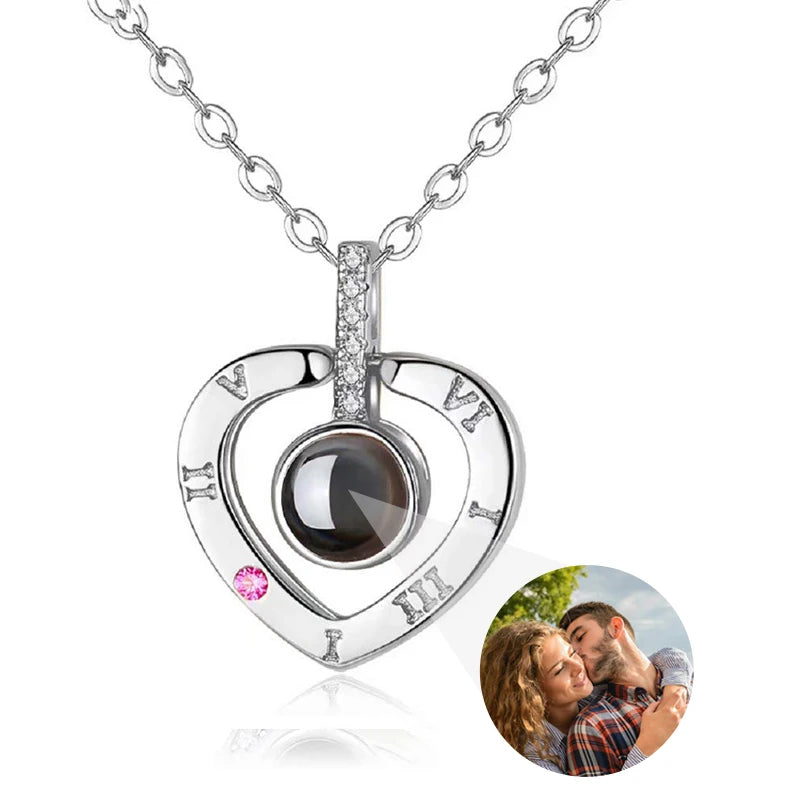 Custom Photo Projection Necklace — 100 Languages I Love You