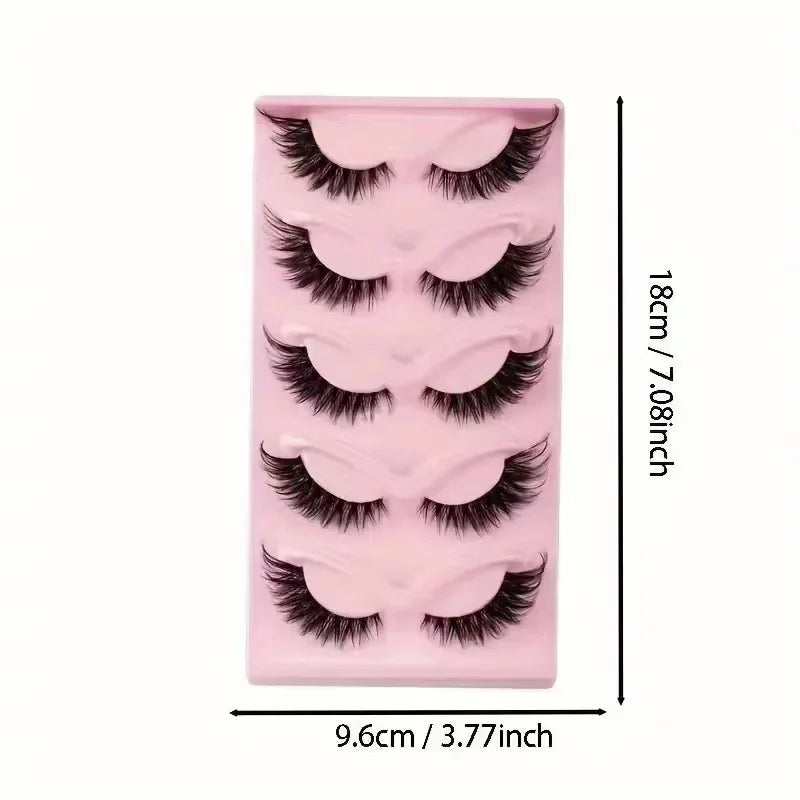 Cat Eye Strip Lashes — 5 Pairs Dramatic Volume Faux Lashes