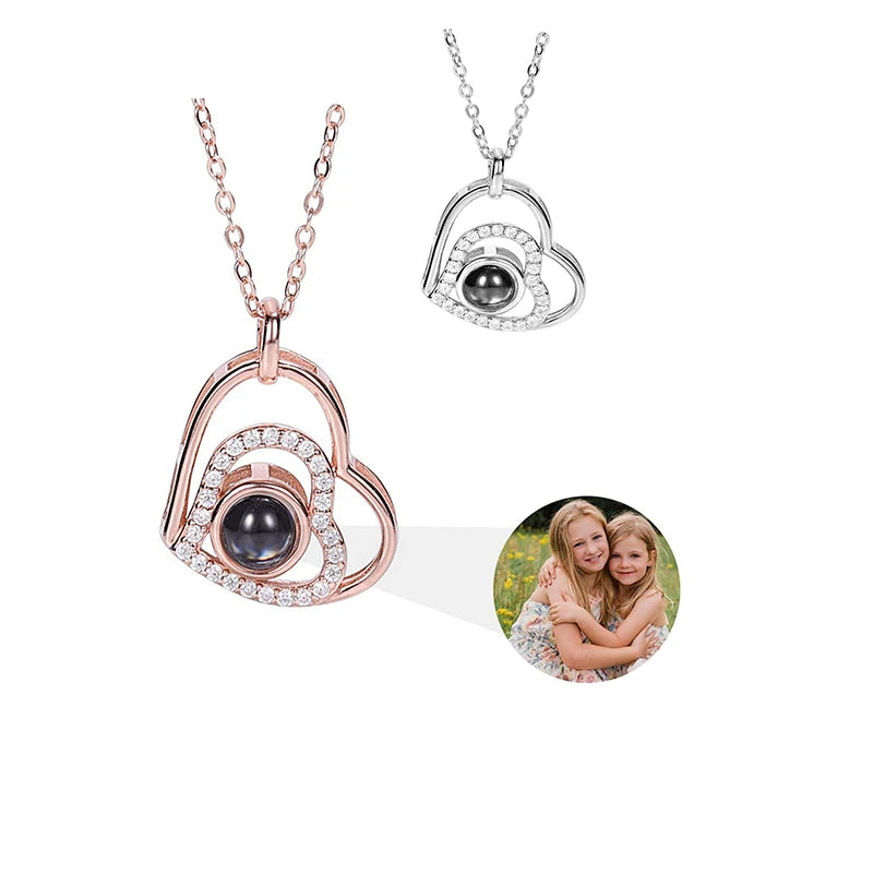 Custom Photo Projection Necklace — 100 Languages I Love You