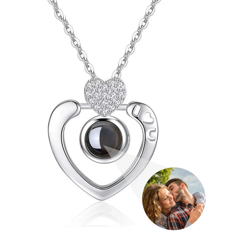 Custom Photo Projection Necklace — 100 Languages I Love You
