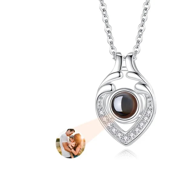Custom Photo Projection Necklace — 100 Languages I Love You