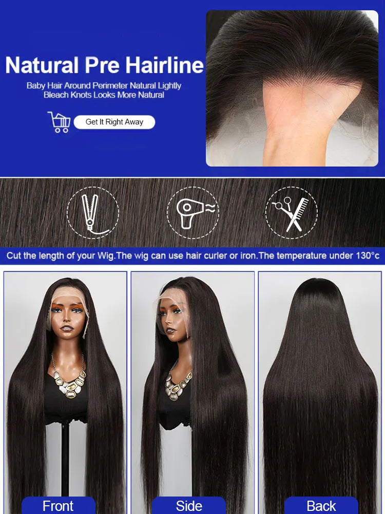 Bone Straight Human Hair Lace Front Wig — 13x4 & 13x6 HD Lace