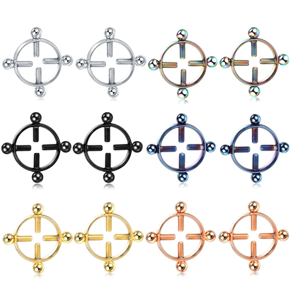 Steel Screw Faux Nipple Clip Rings — Non-Piercing