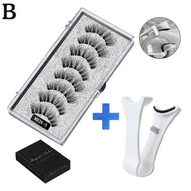 3D Natural Magnetic Eyelashes — 5-Magnet Handmade Reusable Set
