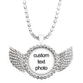 Custom Photo Crystal Angel Wing Pendant Necklace
