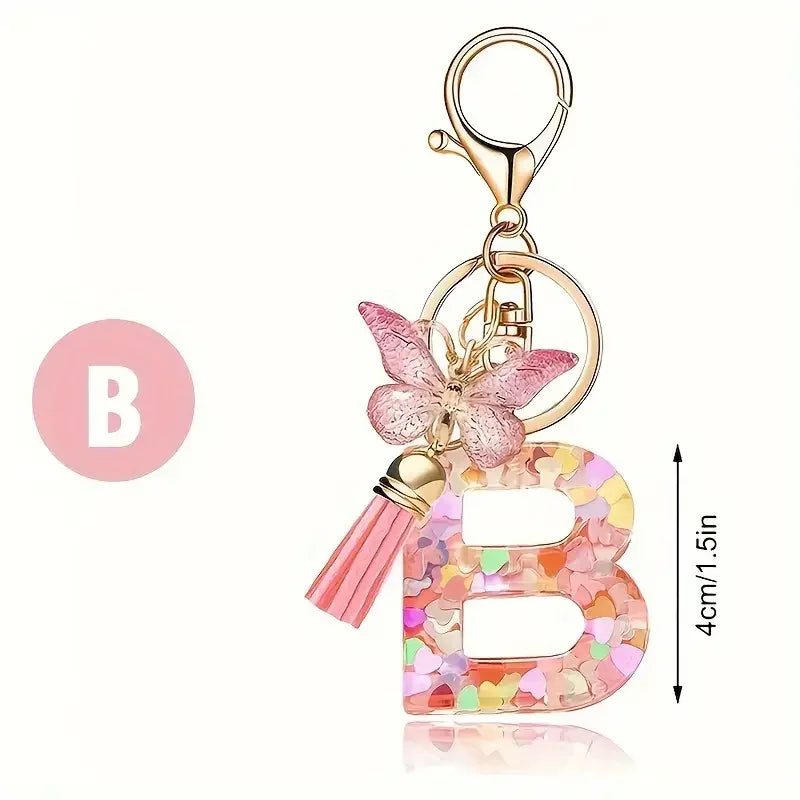 A-Z Initial Letter Keychain — Metal Name Key Ring
