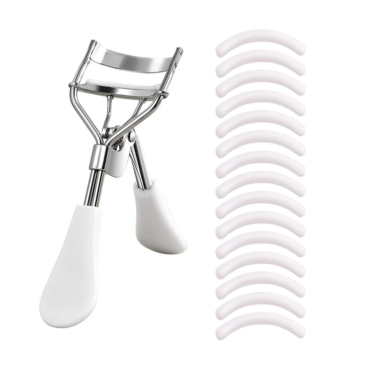 Portable Eyelash Curler — 15 Silicone Pads Stainless Steel
