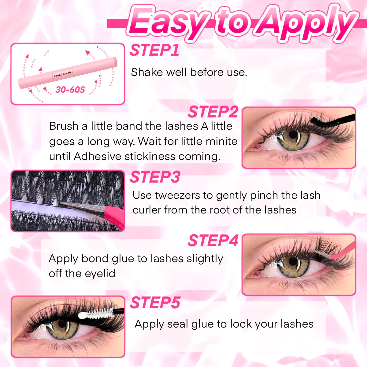 DIY Cluster Lash Extension Kit — Wispy & Natural 9–16mm with Bond & Seal