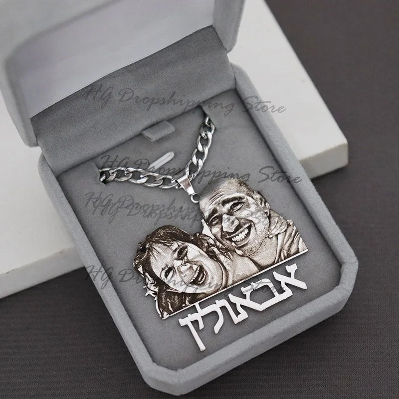 Custom Picture Nameplate Portrait Pendant Necklace