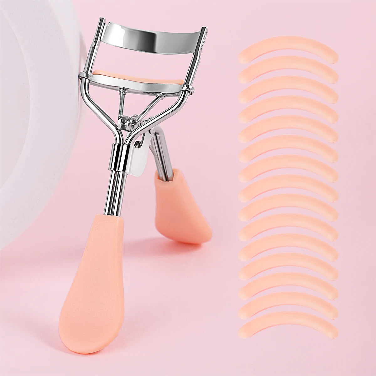 Portable Eyelash Curler — 15 Silicone Pads Stainless Steel