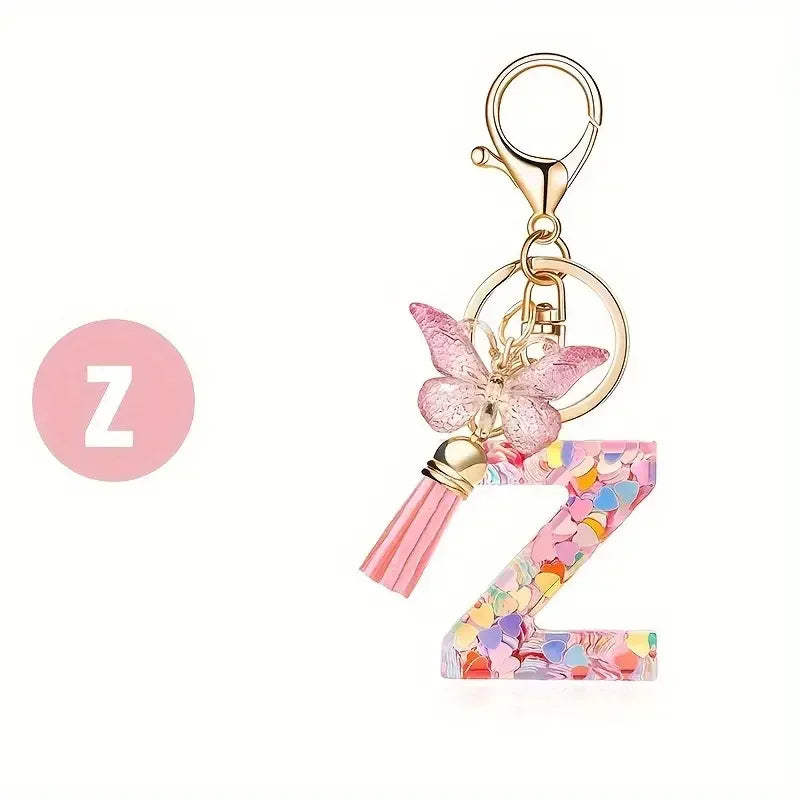 A-Z Initial Letter Keychain — Metal Name Key Ring