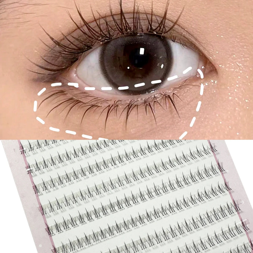 10-Row Individual Cluster Lash Extensions — Professional Grafting False Lashes