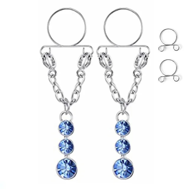 Tassel Crystal Butterfly Fake Nipple Rings