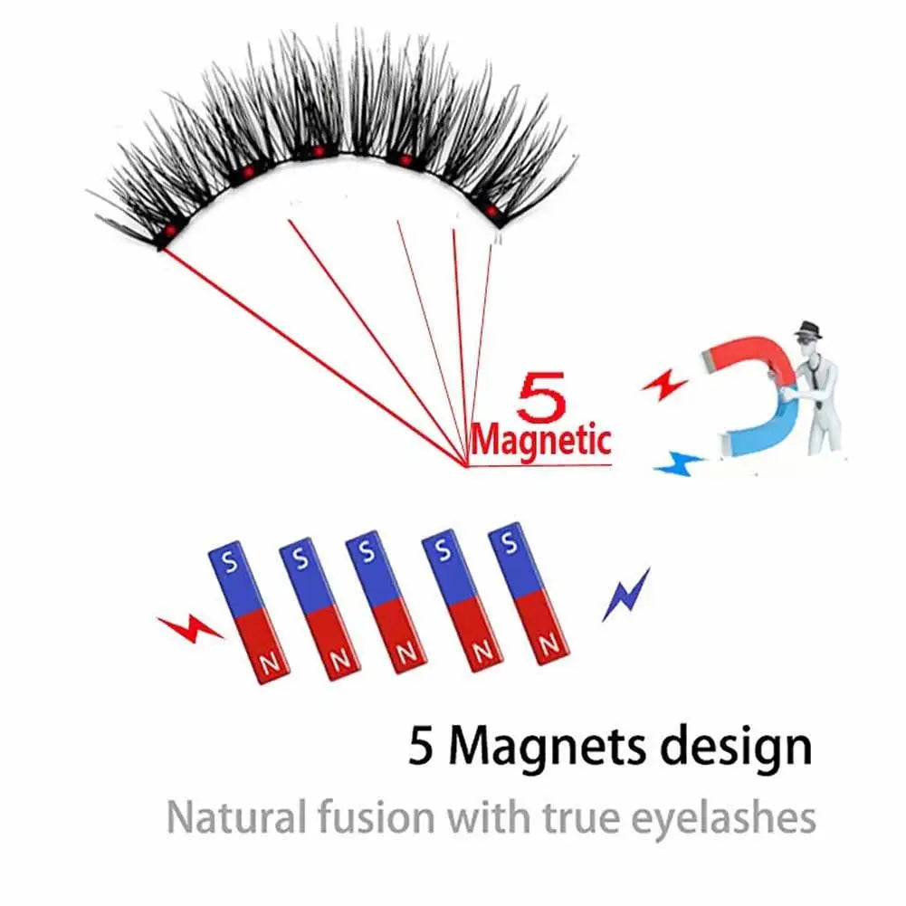 3D Natural Magnetic Eyelashes — 5-Magnet Handmade Reusable Set