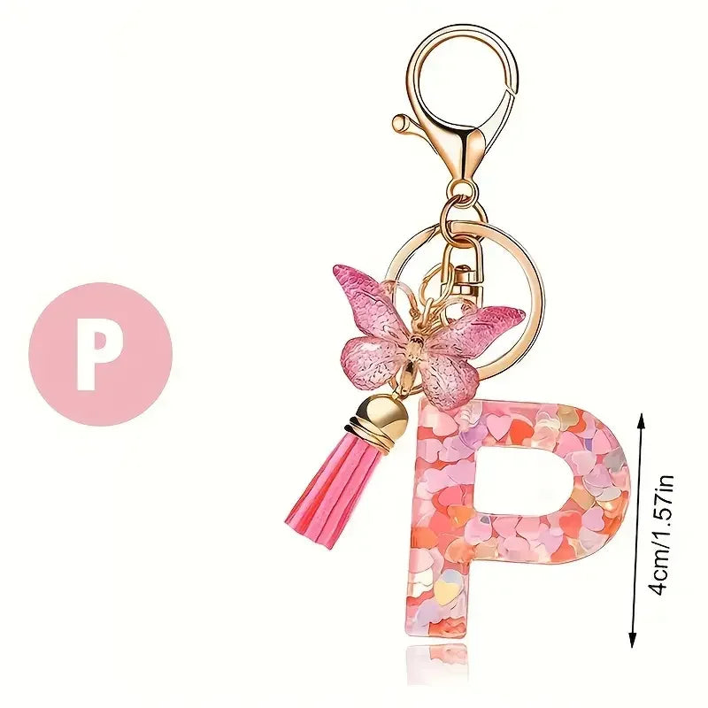 A-Z Initial Letter Keychain — Metal Name Key Ring