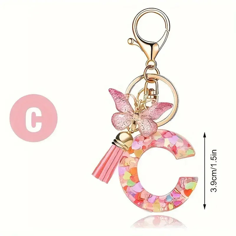 A-Z Initial Letter Keychain — Metal Name Key Ring
