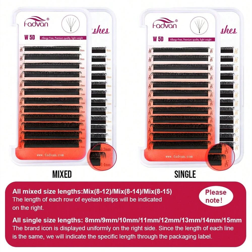 FADVAN 5D-W Premade Volume Fan Lash Extensions — 0.07mm D Curl