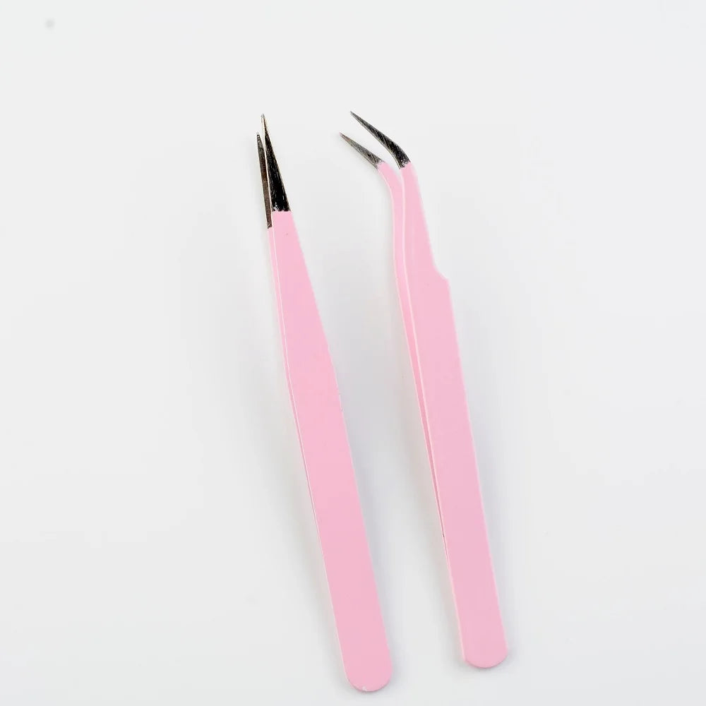 Stainless Steel Lash Extension Tweezers — Curved & Straight