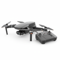 Mid-range consumer drone with camera gimbal and remote controller on white background